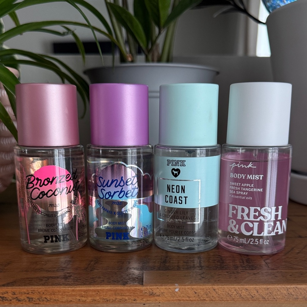 PINK Body Mist Collection (4) Mostly Full